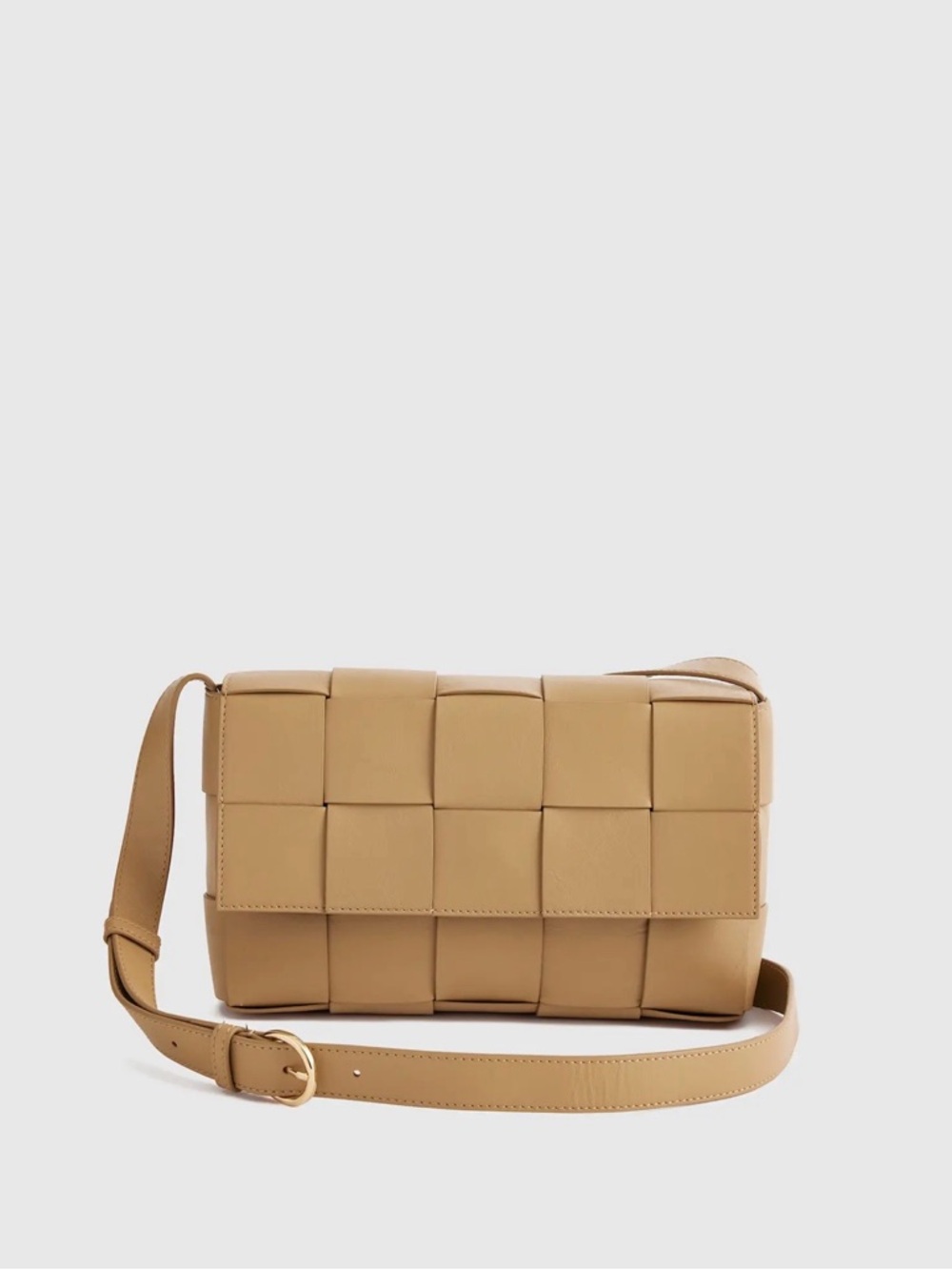 Quince Tan Woven Flap Crossbody Bag